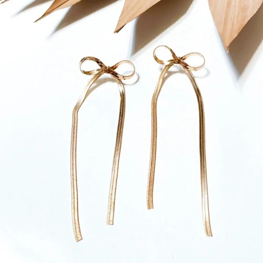 bow drop earrings S290